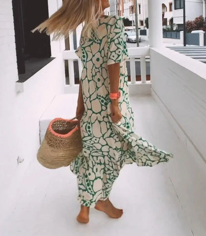 Short-sleeved Printed Dress